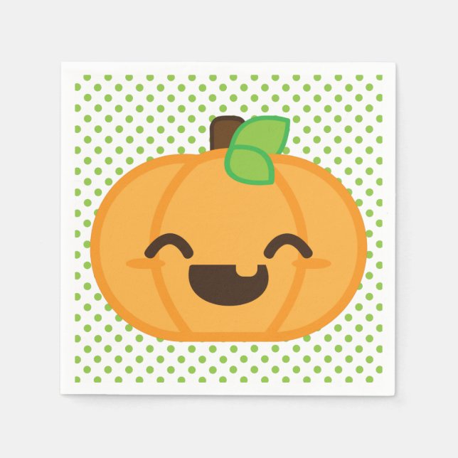 Kawaii Jack O Lantern Pumpkin Napkins (Front)