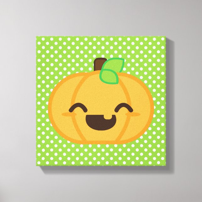 Kawaii Jack O Lantern Pumpkin Wrapped Canvas (Front)