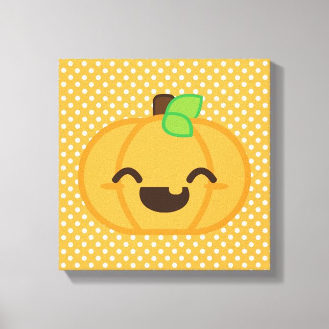 Kawaii Jack O Lantern Pumpkin Wrapped Canvas (Front)