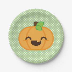 Kawaii Jackolantern Pumpkin Halloween Paper Plates