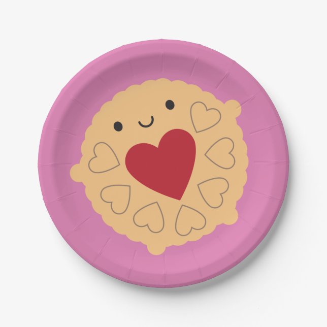 Kawaii Jammie Dodger Biscuit Paper Plate (Front)