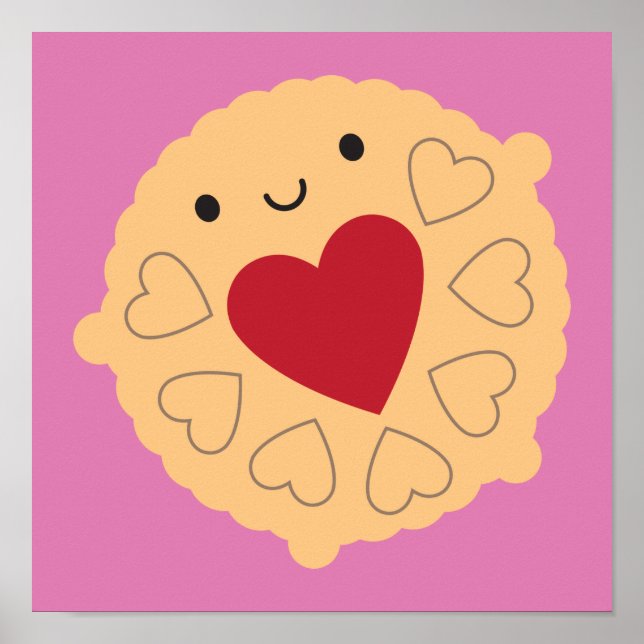Kawaii Jammie Dodger Biscuit Poster (Front)