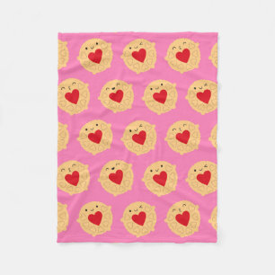 Kawaii Jammie Dodger Biscuits Fleece Blanket