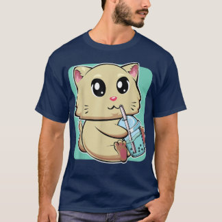 Kawaii Japanese Anime Cat Bubble Tea Kitty Lover S T-Shirt