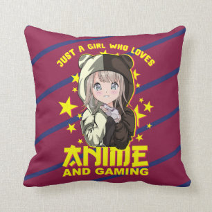 Kawaii Japanese Anime Girl - Anime & Gaming Girl Throw Pillow