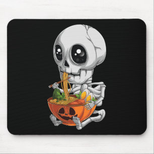 Kawaii Japanese Anime Skeleton Halloween Ramen Foo Mouse Pad