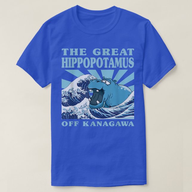Kawaii Japanese Great Wave Great Hippo Cute Japan  T-Shirt (Design Front)