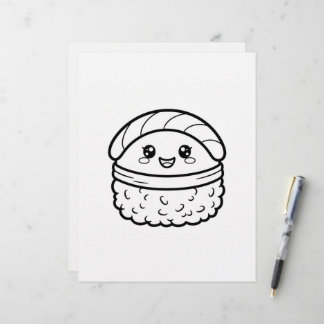 Kawaii Japanese Nigiri Sushi Food Colouring Page