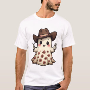 Kawaii Japanese Pastel Cowboy Ghost Halloween  T-Shirt