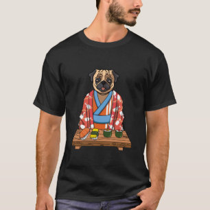 Kawaii Japanese Pug Dog Kimono Sushi T-Shirt