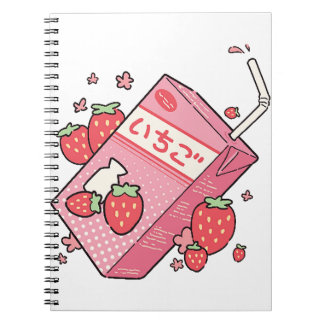 Kawaii Japanese Strawberry Juice Box Notebook