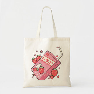 Kawaii Japanese Strawberry Juice Box Tote Bag