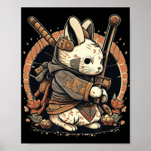 Kawaii Japanese Style Samurai Bunny Anime Poster