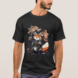 Kawaii Japanese Style Samurai Fox Anime T-Shirt