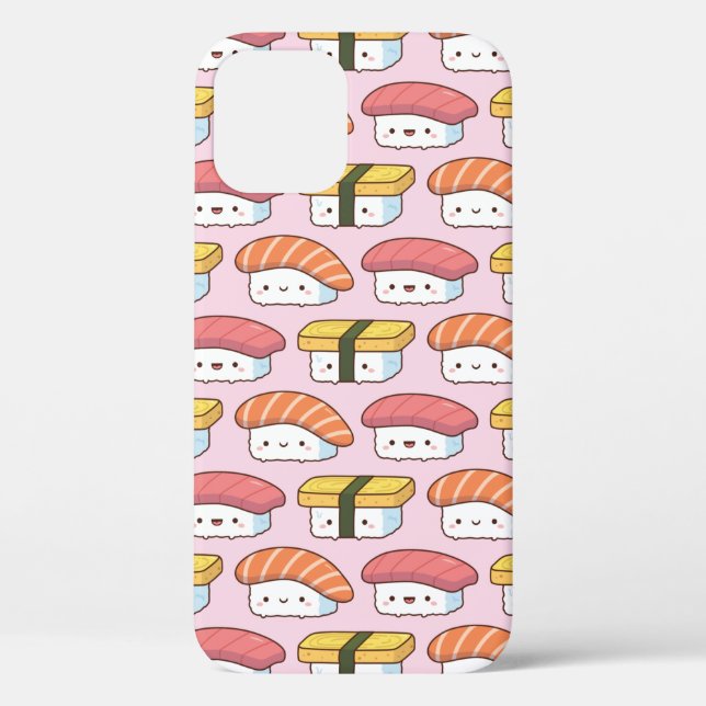 Kawaii Japanese Sushi Food Doodle Pattern Pink Case-Mate iPhone Case (Back)