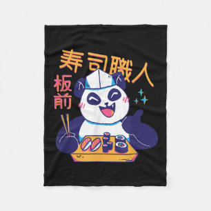 Kawaii Japanese Sushi Quote Good Chef Food Bear Ha Fleece Blanket