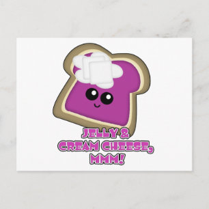 Kawaii Jelly and Cream Cheese Toast Postcard