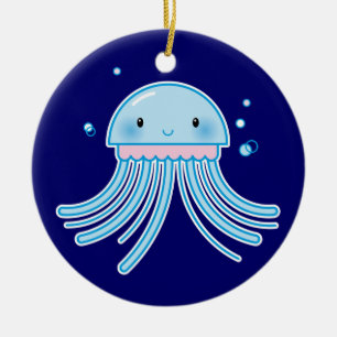 Kawaii jellyfish ceramic ornament