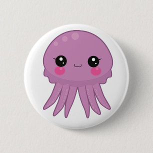 Kawaii Jellyfish Pin Badge Purple