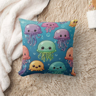 Kawaii Jellyfish Throw Pillow