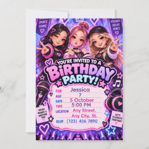 Kawaii K-Pop Birthday Invitation Any Age
