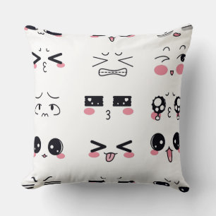 kawaii kaomoji throw pillow