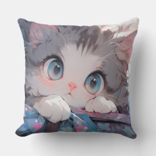 Kawaii Kat Throw Pillow