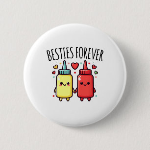 Kawaii Ketchup And Mustard Funny Bff Matching Best 2 Inch Round Button
