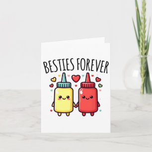 Kawaii Ketchup And Mustard Funny Bff Matching Best Card
