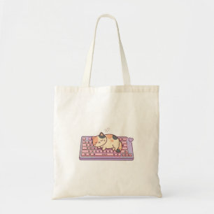 Kawaii Keyboard Cat Canvas Tote Bag