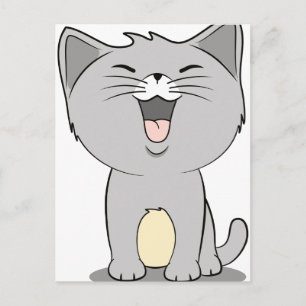 Kawaii kitten grey postcard