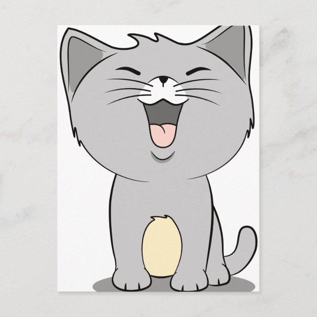Kawaii kitten grey postcard (Front)