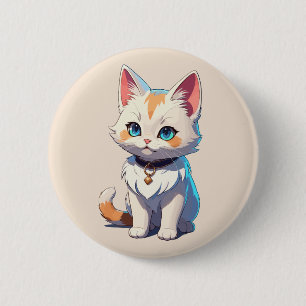 Kawaii Kitten with Feline Charm 2 Inch Round Button