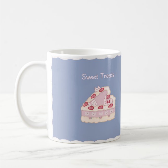Kawaii Kittens Strawberry Cake Sweet Treats Mug (Left)