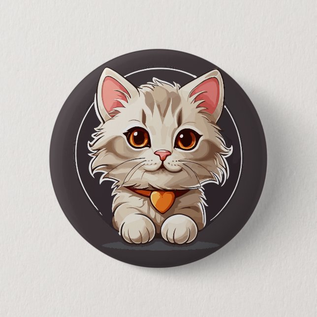 Kawaii Kitty Cat 2 Inch Round Button (Front)