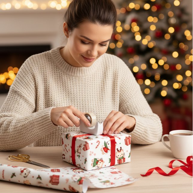 Kawaii Kitty & Friends Christmas Wrapping Paper  (Creator Uploaded)