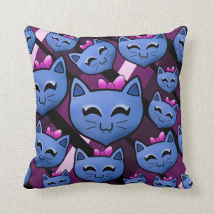 Kawaii Kitty Throw Pillow