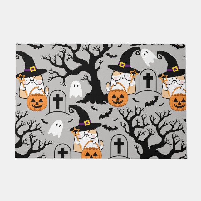Kawaii Kitty Witch Doormat (Front)