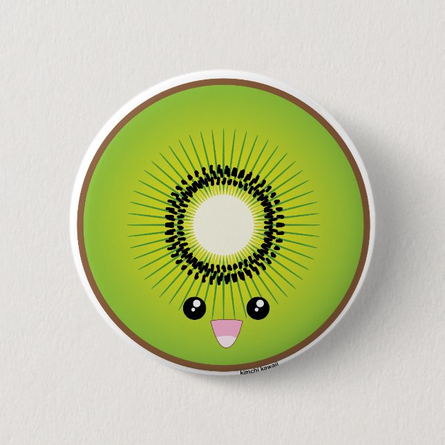 Kawaii Kiwi 2 Inch Round Button (Front)