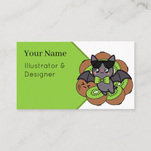 Kawaii Kiwi Bat with Sunglasses Business Card