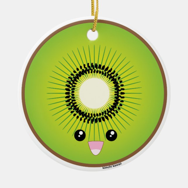 Kawaii Kiwi Ceramic Ornament (Front)