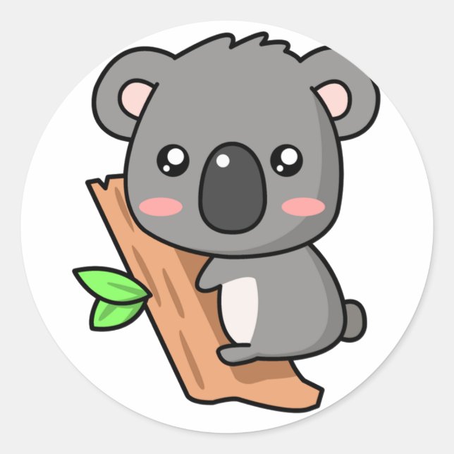 Kawaii Koala Classic Round Sticker (Front)