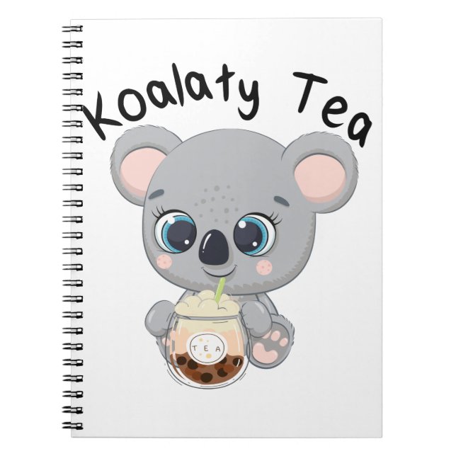Kawaii Koala drinking Koalaty Boba Tea Notebook (Front)