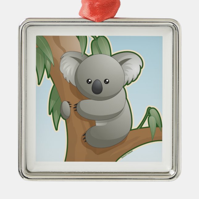 Kawaii Koala Metal Ornament (Front)