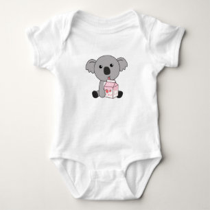 Kawaii Koala Retro Japanese Strawberry Milkshake Baby Bodysuit
