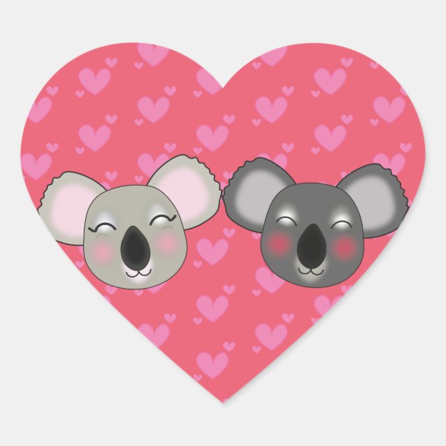 Kawaii koalas en amour autocollant (Devant)