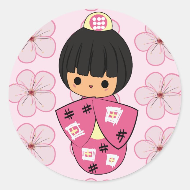 Kawaii Kokeshi Doll stickers (Devant)