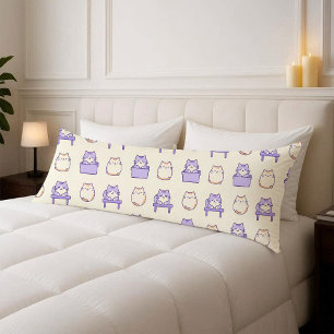 Kawaii Lavender Chonky Cat Pastel Body Pillow Cove