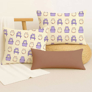 Kawaii Lavender Chonky Cat Pastel Cute Throw Pillo Pillow