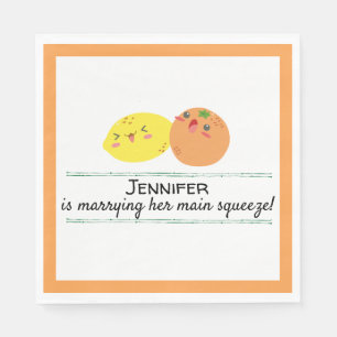 Kawaii Lemon and Orange Citrus Theme Bridal Shower Napkin